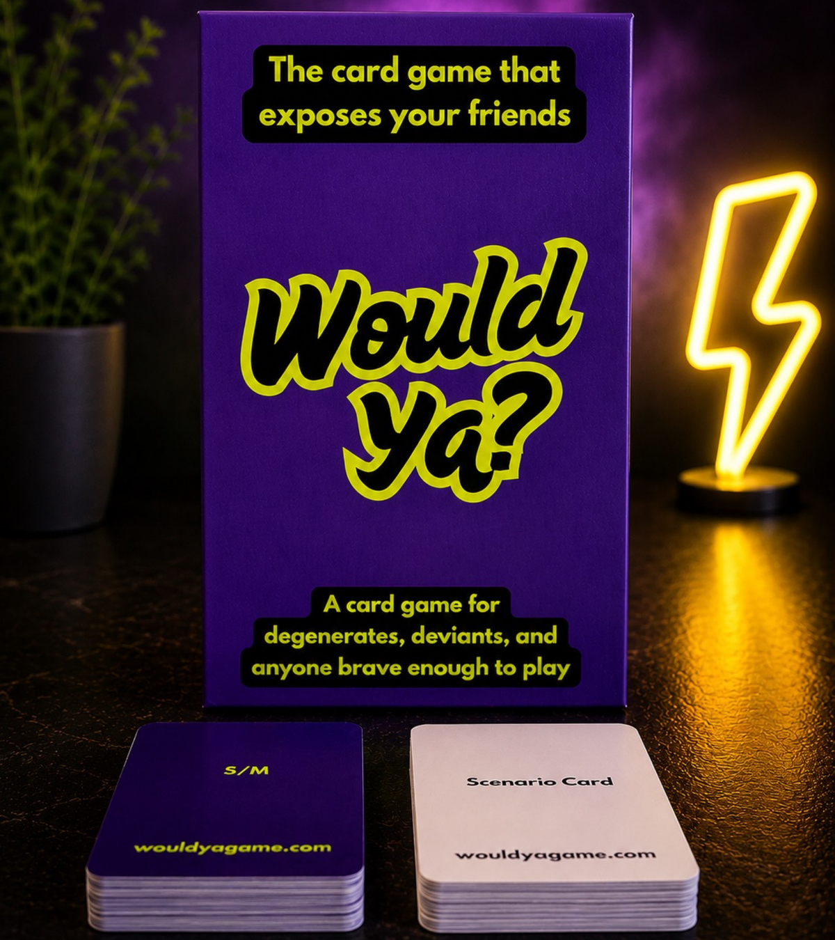Would Ya card game box with Scenario and Situation cards